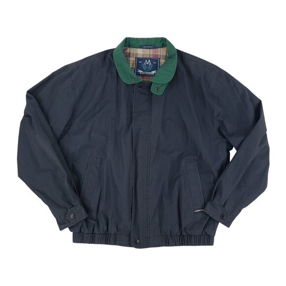 Vintage Members Only Navy & Green Jacket Size Large Retro Preppy Windbreaker EUC - Picture 1 of 11